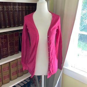 Women’s Juniors Hot Pink Glitter Sparkle Sweater Cardigan Size Small